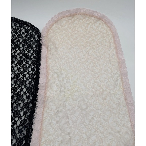 Vintage Lace Table Runners Black & Cream Pink Set Cottagecore Veil Bridal - Picture 2 of 12